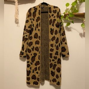 Long Leopard Trench Cardigan